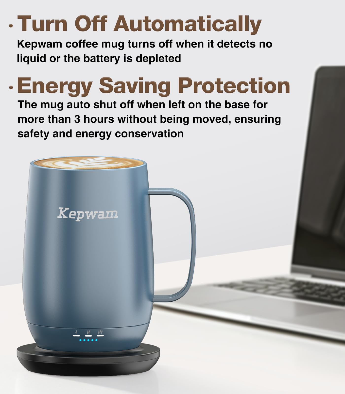 Kepwam Heated Coffee Mug T2-Plus, 20oz Leading Large Capacity Self Heating Coffee Mug, Up to 8 Hrs Battery & Hot Up to 149℉, Smart Coffee Mug for Women, Men