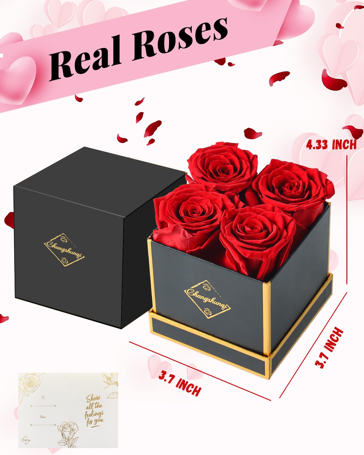 Changshunqi Forever Flowers, Preserved Roses in a Box, Eternal Rose Flowers for Delivery, Forever Preserved Roses for Her Women Wife Christmas Birthday Mothers Flower for Mom Womens Girlfriend