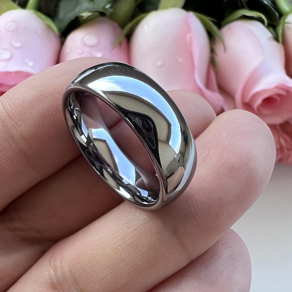TUTISS 7mm Tungsten Carbide Rings for Men Women Engagement Wedding Bands Domed Polished Shiny Comfort Fit Size 12