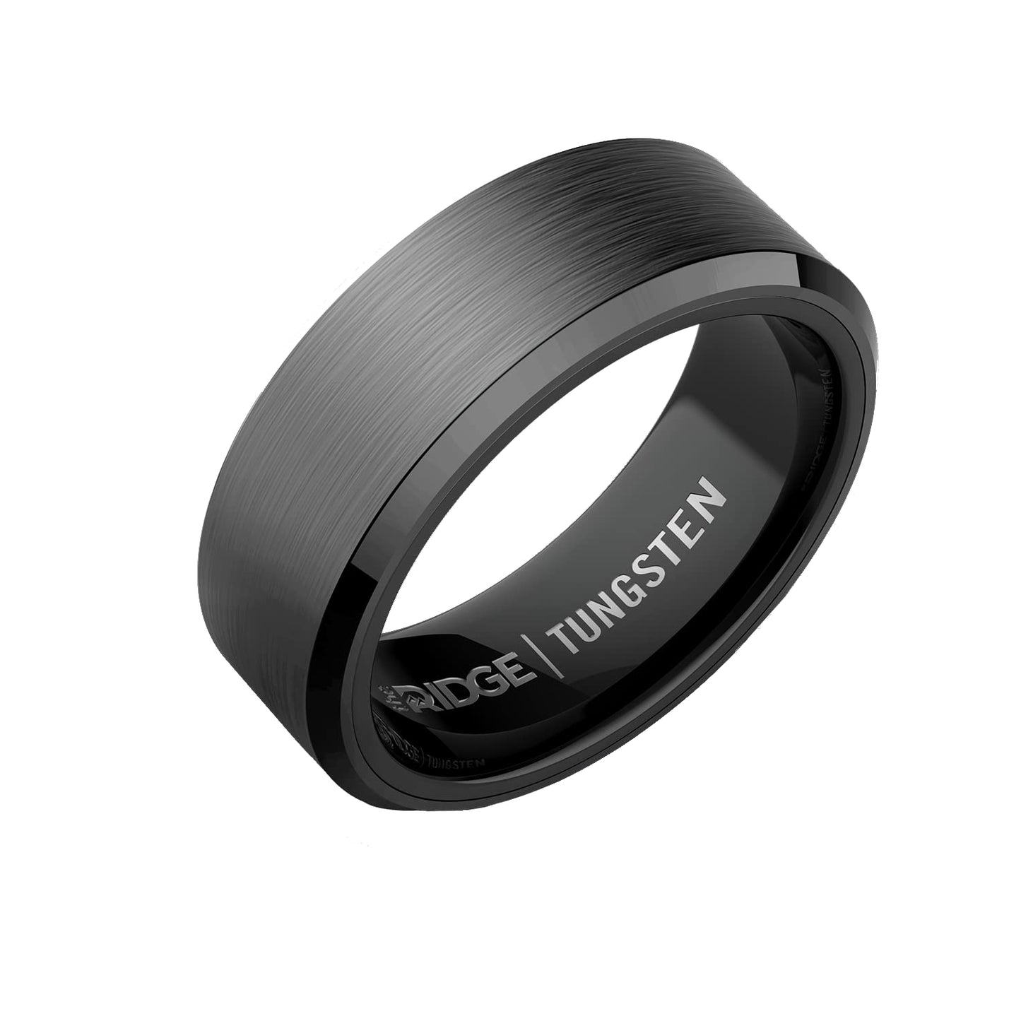 The Ridge Gunmetal Beveled Ring Comfort Fit Wedding Band - 13