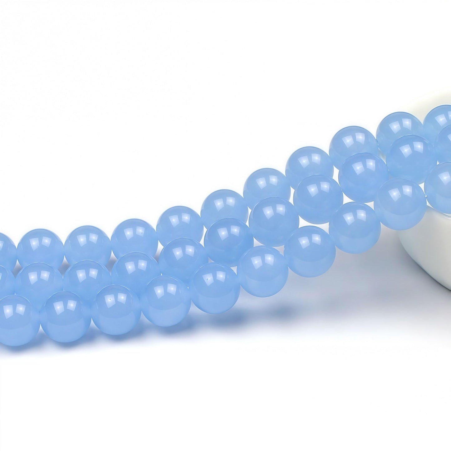 MJDCB Natural Aquamarine Chalcedony Round Loose Beads for Jewelry Making DIY Bracelet Necklace (10mm)