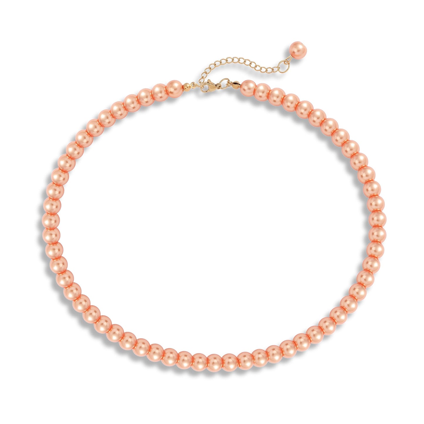 LAYWAF Imitation Pearl Choker Necklace for Women Mom Wedding Bride, Fake Pearl Orange Necklace, 8MM Beaded Necklace, Simple Faux Pearl Accessories Costume Jewelry