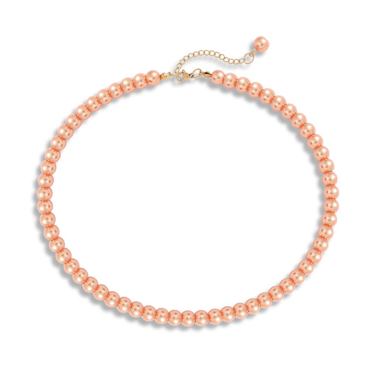 LAYWAF Imitation Pearl Choker Necklace for Women Mom Wedding Bride, Fake Pearl Orange Necklace, 8MM Beaded Necklace, Simple Faux Pearl Accessories Costume Jewelry
