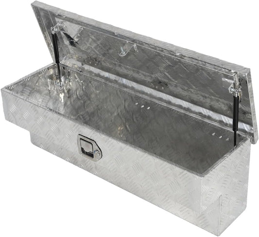 bchsadvb Side Mount Truck Tool Box 36"X12"X12" Aluminum Pickup Truck Bed ToolBox Trailer Storage with Lock Key 5 Bar Tread-Silver