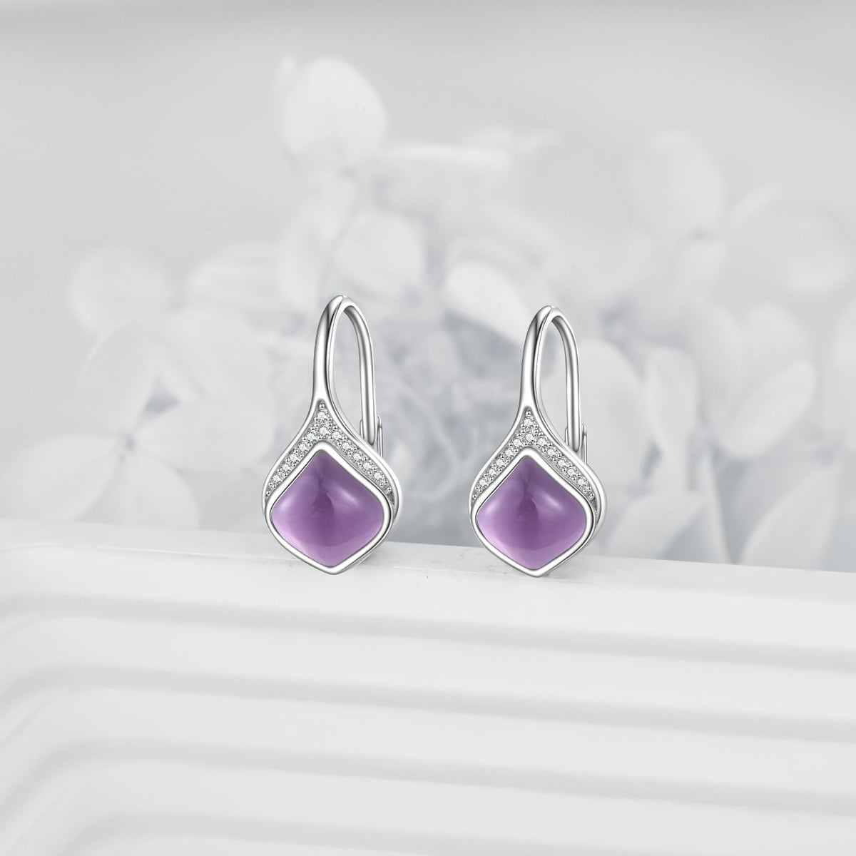 Amethyst Drop Earrings Sterling Silver Filigree Teardrop Leverback Earrings Purple Amethyst Dangle Earrings Jewelry Gifts For Women