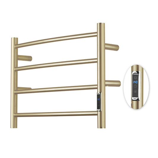 BLARALA Heated Towel Racks for Bathroom, Wall Mounted Electric Towel Warmer Racks with Timer & Temperature Control,Heater for Bathroom, Brushed (Round-Brushed Gold, 4 Bars)