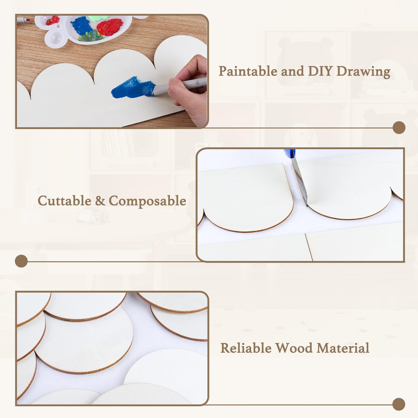 Scalloped Decorative Wood Trim Unfinished Scalloped Edge Wooden Molding Cute DIY Moulding Trims for Cabinet Window Shelf Door Wall, 15.74 x 1.57 Inch, 24 Pack