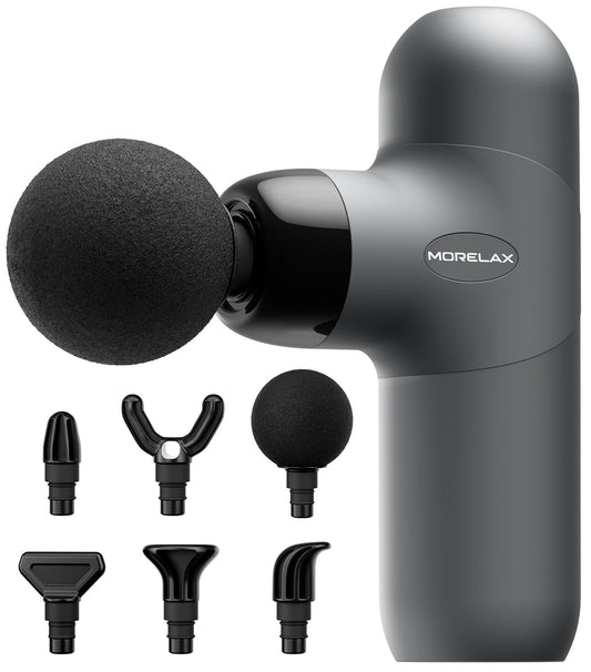 Morelax Mini Massage Gun, Percussion Muscle Massager for Back Pain Relief, Compact Sports Travel Massage Gun with 6 Massage Heads 4 Speeds, Gift for Her, Home, Athletes