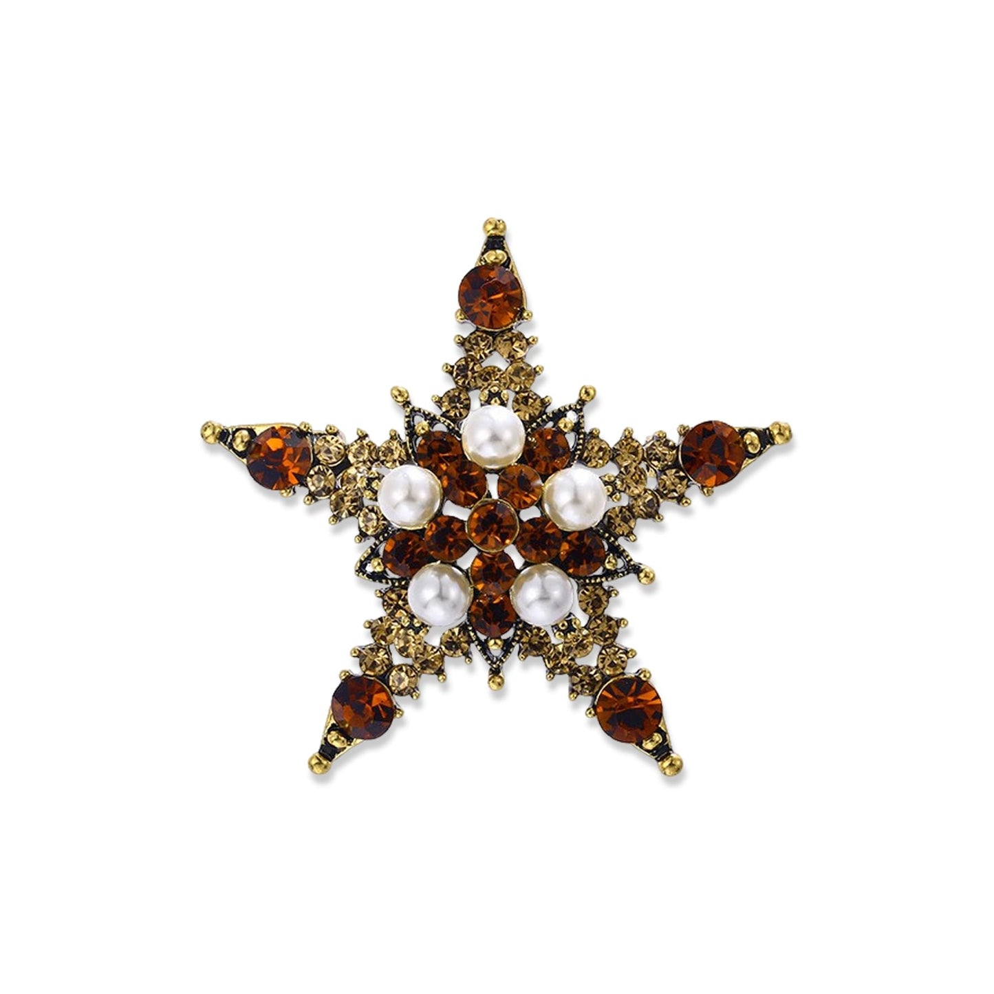 Crystal Flower Brooch Pins for Women Elegant Enamel Rhinestone Floral Brooches Pin Fashion Jewelry for Party Dance Wedding Banquet Brooch for Women Gift (Crystal Star)