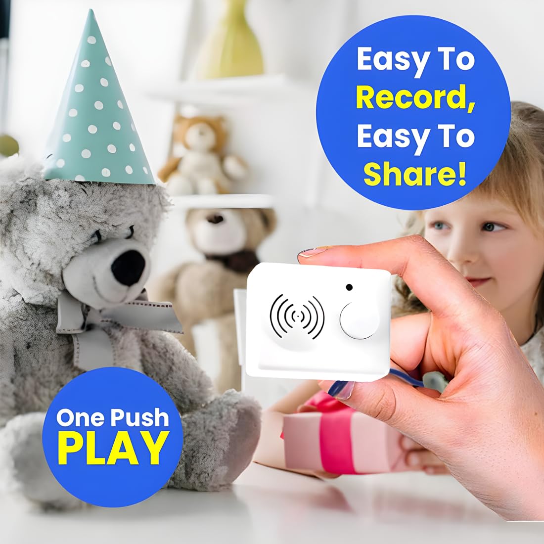 16 Minutes Voice Recorder for Stuffed Animals,Voice Box for Recordable Presents,Recordable Button Sound Box for Crafters,Hobbyists,Stuffed Animals,School Presentations,Personalized Items,etc.