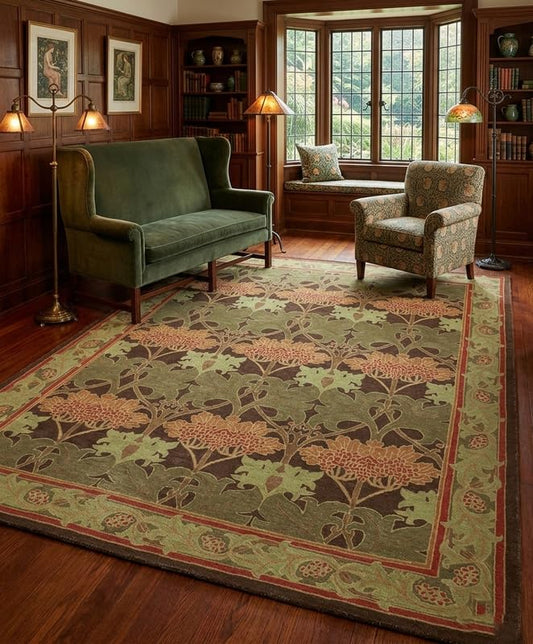Wallard Design cecil Handmade Wool Area Rug – Oxidized Burn Vintage Hand Tufted, Soft Low Pile, Durable Carpet for Living Room, Bedroom & Home Décor