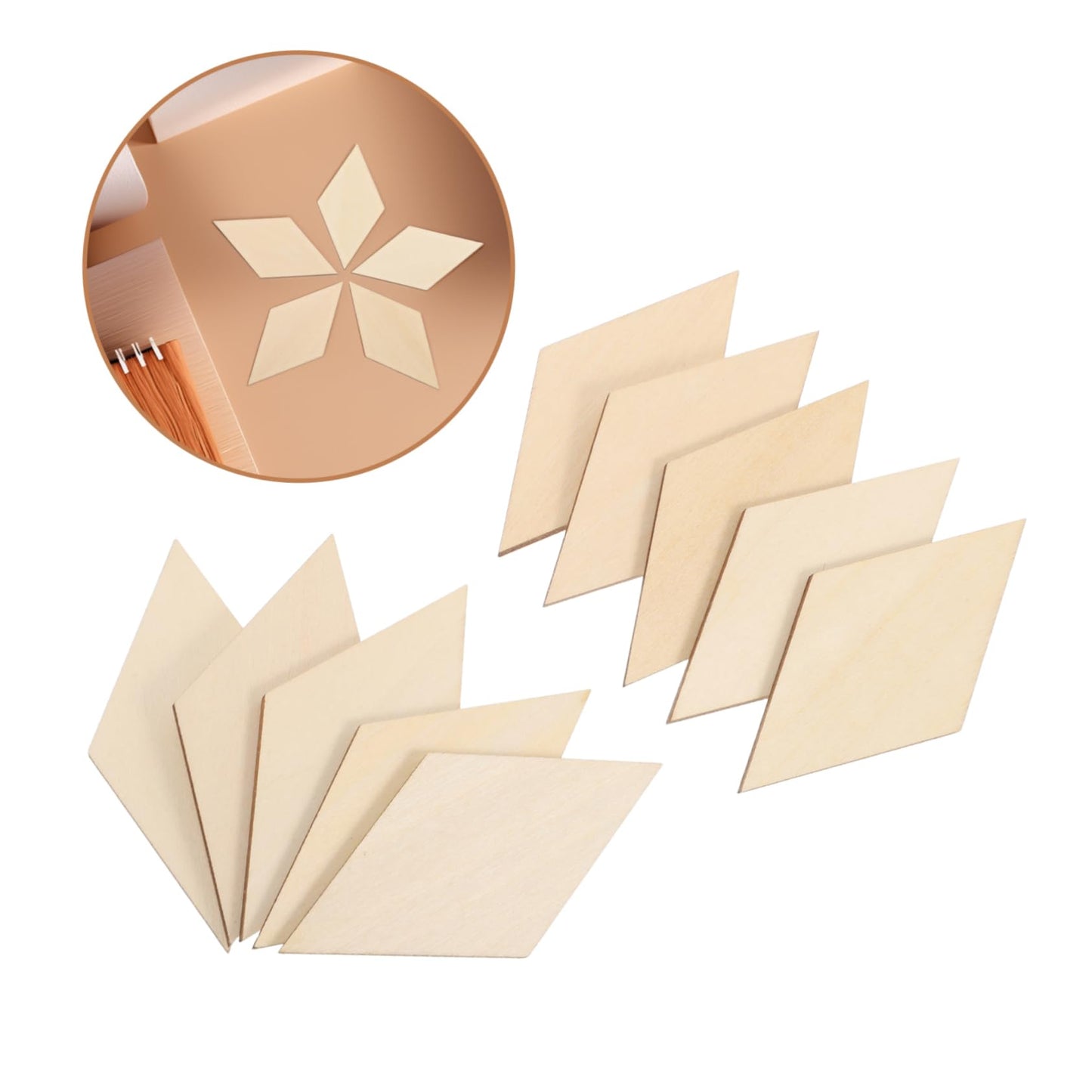 30Pcs Diamond Shaped Wood Slices 3.14x1.57in Unfinished Wooden Diamond Shape Pieces Wooden Shape Wood Blank Slices for DIY Crafts Holiday Decoration
