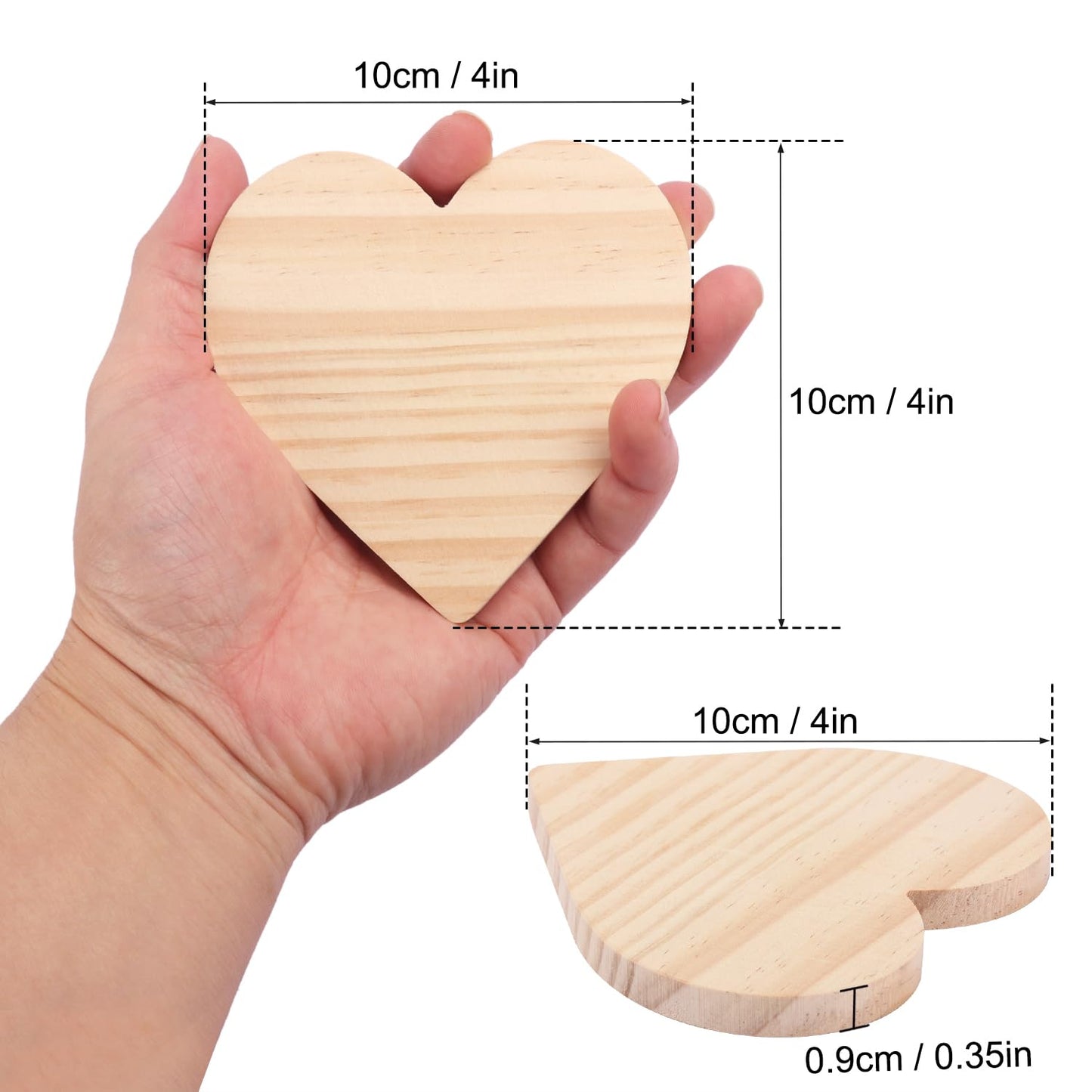 36 PCS 4 Inch Unfinished Wood Coasters, Premium Heart Wooden Plaques for DIY Crafts, Drawing, Painting, Wood Engraving, Wood Burning, Laser Scroll Sawing and Home Decoration
