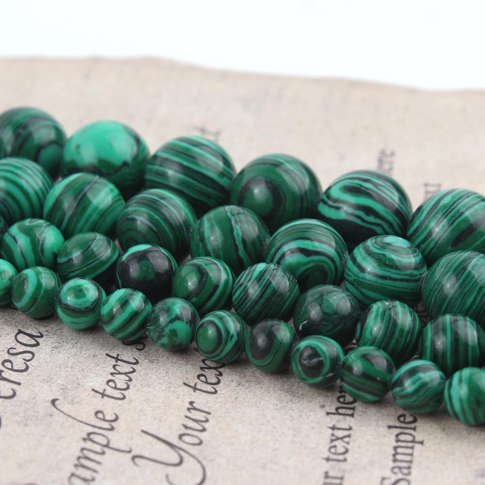 Yochus 60pcs Glossy Malachite Beads，6mm Healing Power Natural Stone Round Loose Gemstone Beads for Jewelry Making Earring Necklace DIY Crafts