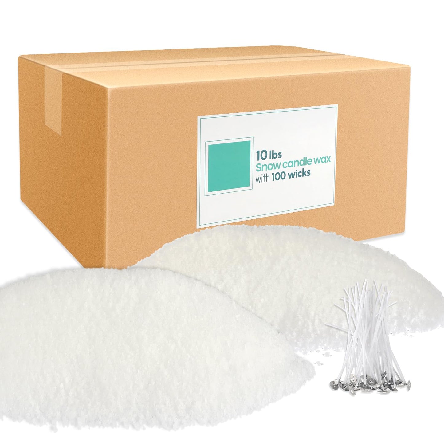 pliadvbu 10 lb Wax Sand DIY Pearl Candle Kit, 100 Wicks, Natural Pearl Wax, Reusable, Unscented Powder for Making, Weddings and Parties