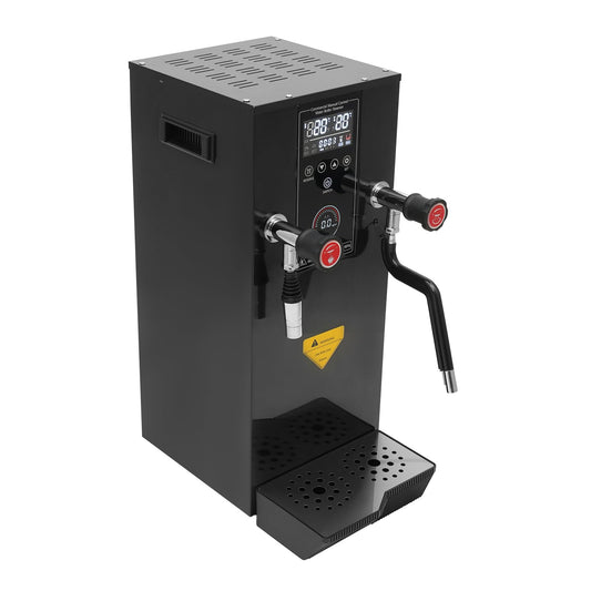 Commercial Milk Frother, 3KW 12L Multi-Purpose Full-Automatic Steam Boiling Water Frothing Machine Steam Milk Frothing Machine with 12H Timing Function for Tea Coffee Dessert Milk (BLACK)