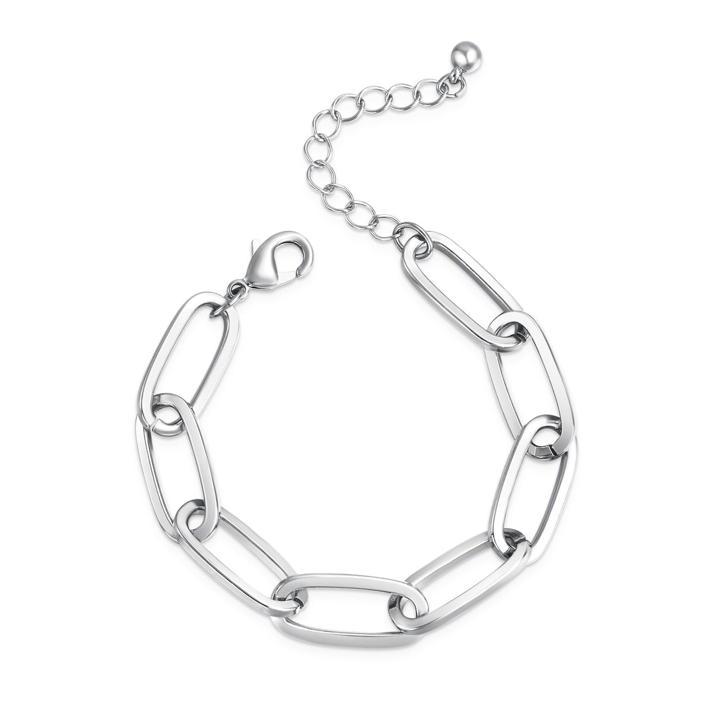 LANE WOODS Gold Bracelets for Women 14k Gold Plated Paperclip Bracelet Thick Large Link Chain for Women