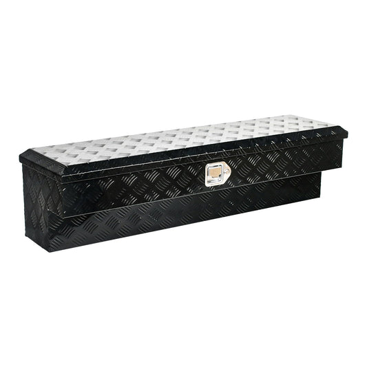 WULAZMU 48"x13.4"x13" Aluminum Truck Side Tool Box, Heavy Duty 5 Bar Tread Side Mount Tool Box with Paddle Latch & Keys, Black