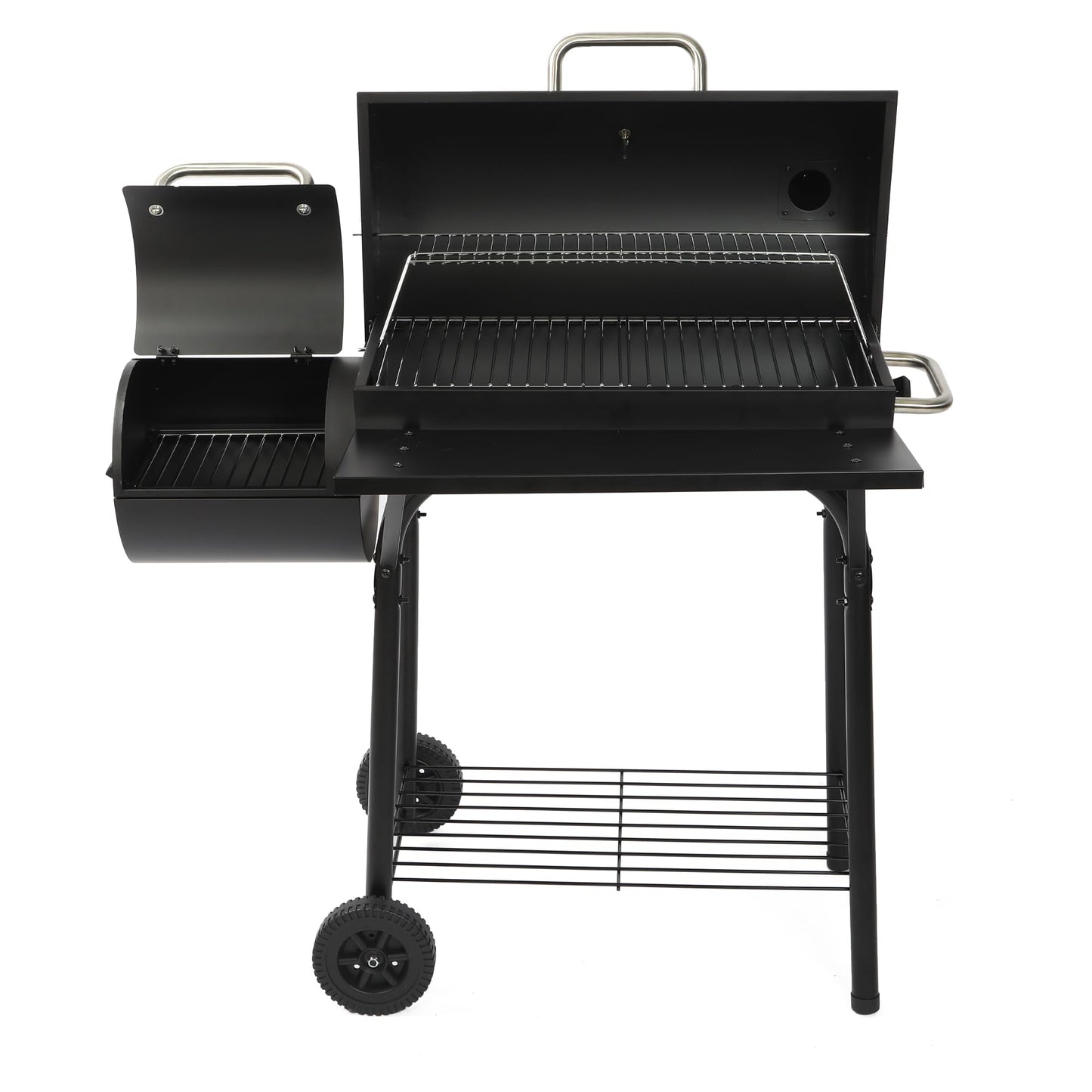 SUNLIFER Charcoal Grill Offset Smoker: Charcoal Barbecue Grills with Spacious Cooking Area | Barrel BBQ Grill and Smokers Combo for Outdoor Patio Backyard Camping and Parties