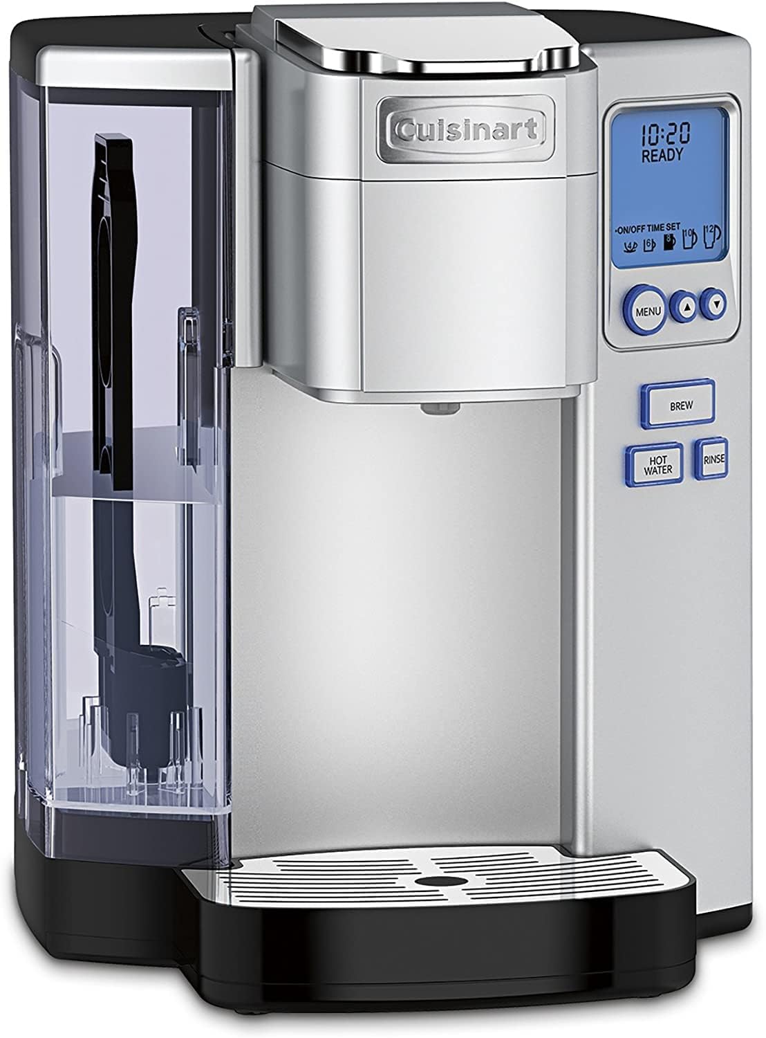 Cuisinart Coffee Maker, Single Serve 72-Ounce Reservoir Pod Coffee Machine, Programmable Brewing & Hot Water Dispenser, 3 Cup-Size Settings, Stainless Steel, SS-10P1, Silver