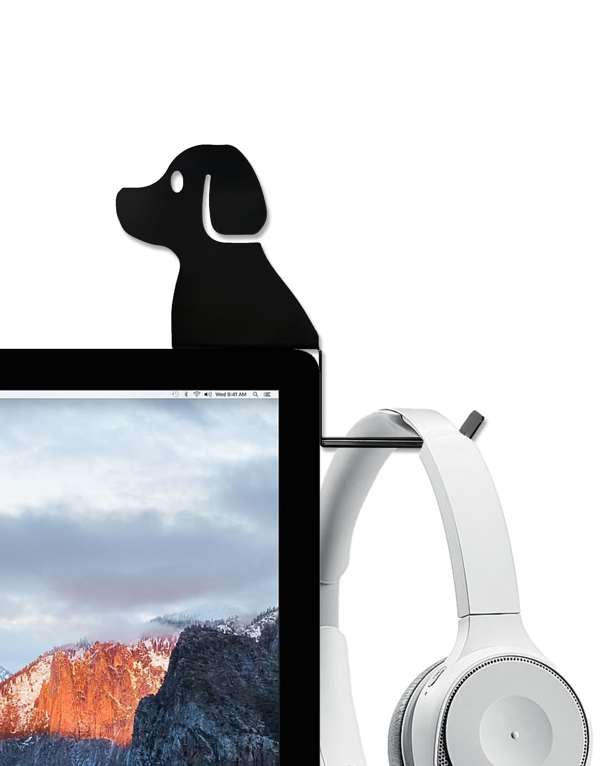 FEYRUN Monitor Stand, Puppy Tail Hook for Headphone, Saves Desk Space and Protects Headphones, Organizer Decorative Hanger for Hanging Keys Cables and More (Black)