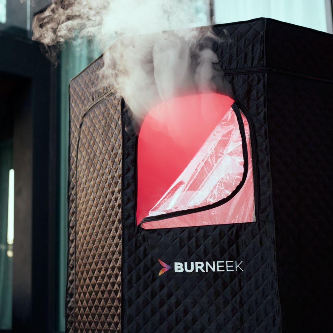 Burneek® Halo Sauna - Heats to 150°F - 1500W Steam Unit, Insulated Cover, Portable Chair, Floor Mat, Remote Control, & Carry Bag - Home Spa for Recovery - 1-Year Warranty Recovery Bundle