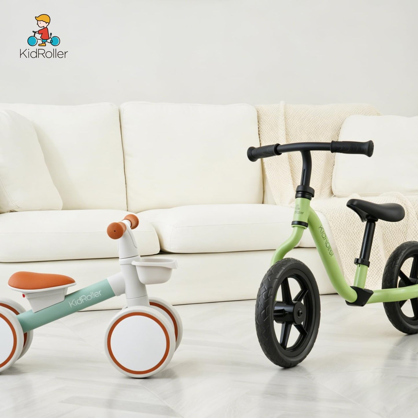 KidRoller Kid's Balance Bikes for 1 Year Old Boys and Girls, 12-36 Months Toddler Ride-on with Adjustable Seat and a Front Basket, First Birthday Gifts (Green)