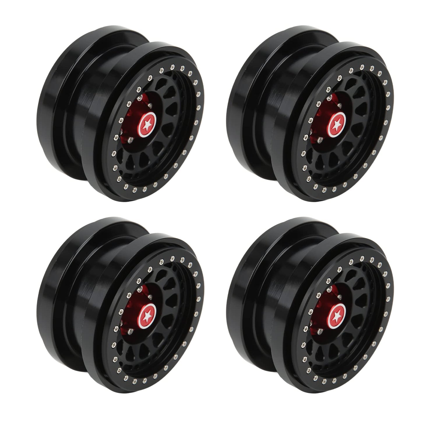 4 PCS 2.9 Inch Wheels 12 Hole Alloy Wheels, 1/6 Car Wheels for AXAIL SCX6 1/6 Car(Black)
