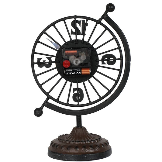 Lily's Home Vintage Mantle Clock. Silent, Non Ticking Stylish Decorative Table Clock Perfect for Living Room, Retro Kitchen, Tabeltop & Fireplace Mantel Clock Decor. Black and Gold. 7" Dia.