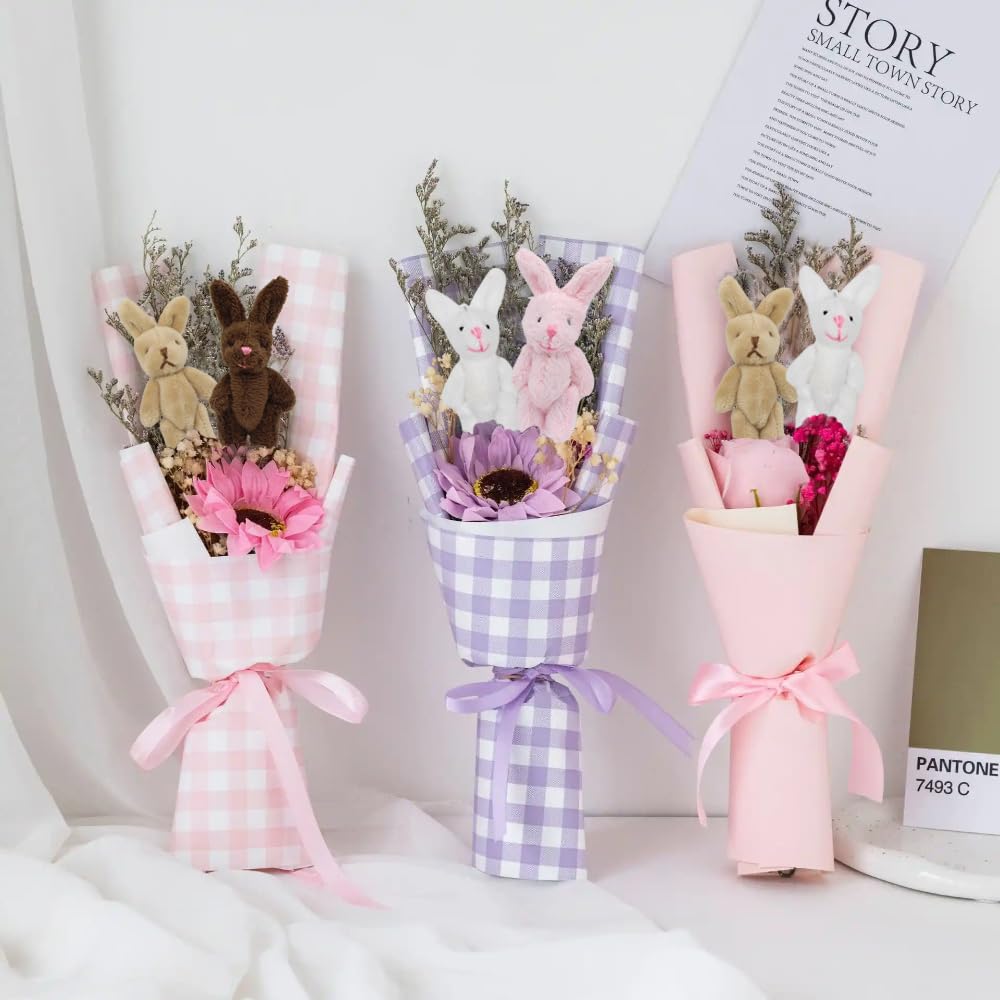 YGbridge Mini Plush Bunny, 12 Pcs Stuffed Animals, 5.2 Inch Easter Bunny Doll, Soft Rabbit for Easter, Birthday, Wedding Decorations, Easter Basket Stuffers (5.2 Inch)