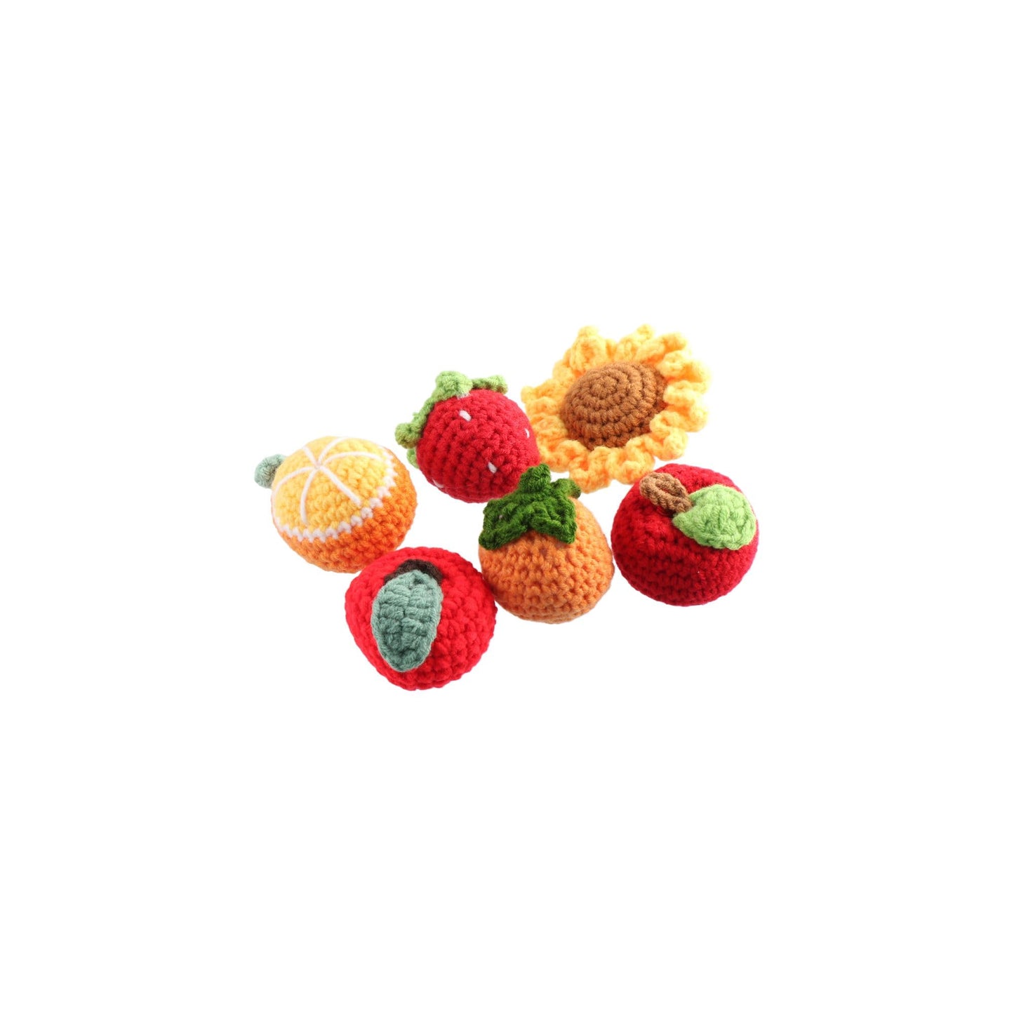 Leadigol Crochet Strawberry Sunflower DIY Craft Kit - Cotton Wool Handmade Strawberry Fruits Hanging Ornament - Unisex Kids All Seasons