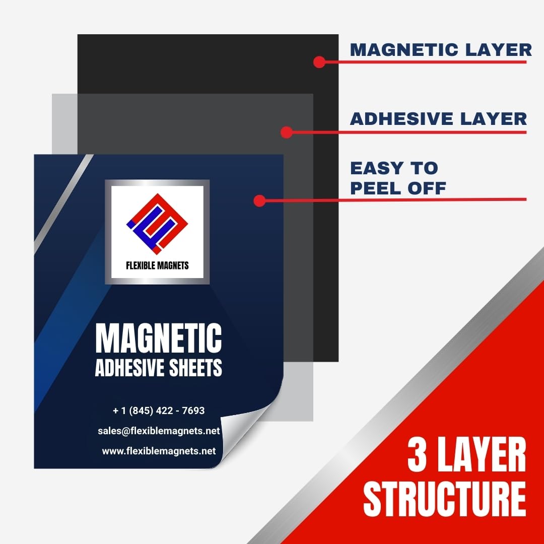 Flexible Magnets – Magnetic Sheets with Adhesive Backing, 8" x 10" (10 Pack) Stick-On Magnetic Sheets for Refrigerator Magnets, Magnetic Labels, Crafts, DIY Projects & More