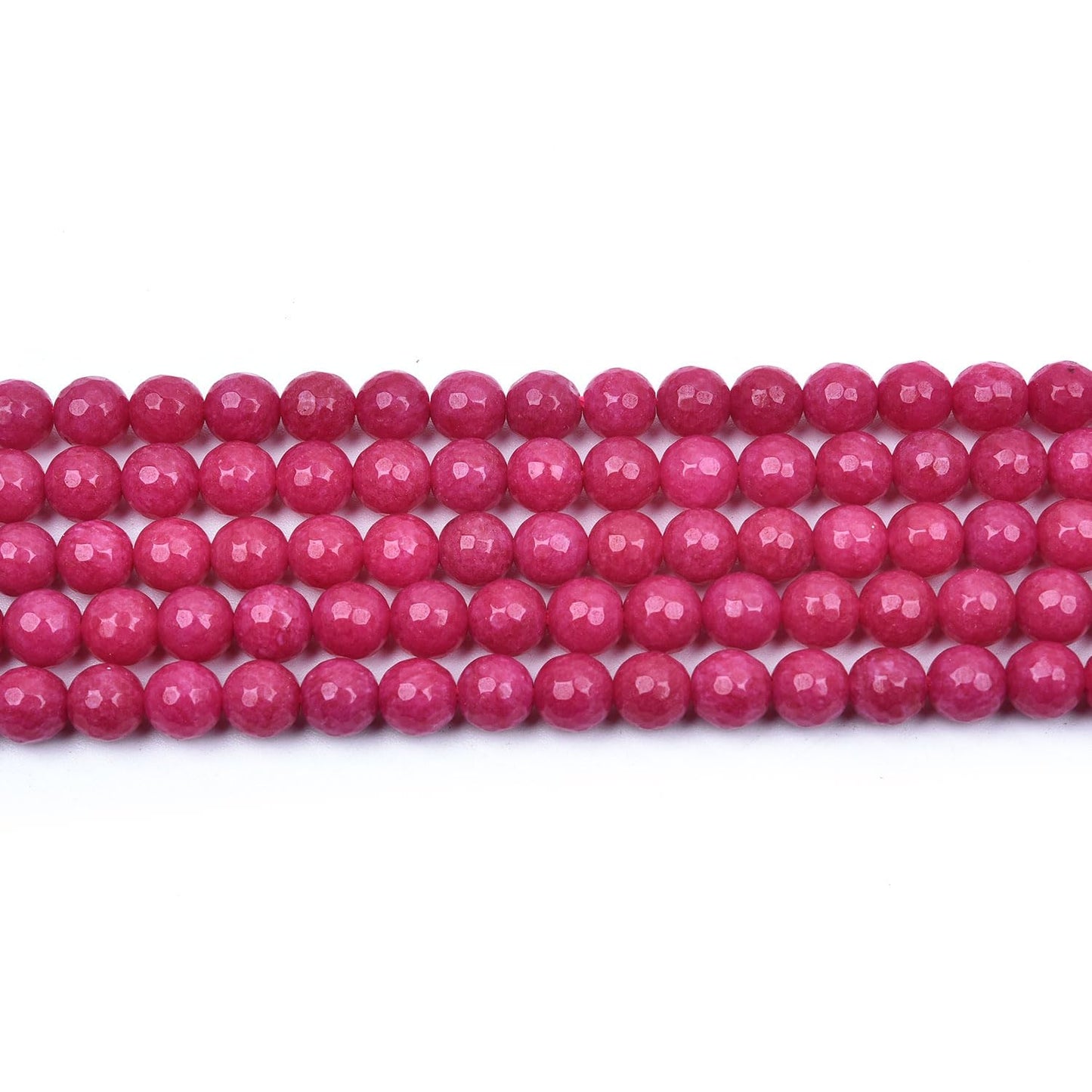 HAAMIIQII 6mm Rose Red Jade Faceted Round Stone Spacer Beads, Loose Gemstone Beads for Jewelry Making, DIY Bracelet, Necklace, Healing Crystal 15 Inch (65pcs)