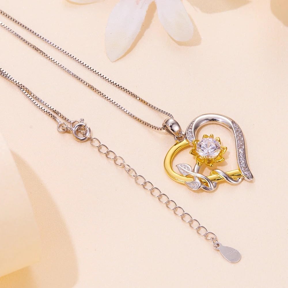 CCJM Sunflower Necklace for Women,Mothers Day Anniversary Birthday Christmas Gifts,You Are My Sunshine Sunflower Necklace Gift for Mom Granddaughter Wife Girlfriend Daughter Sister