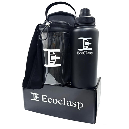 EC Ecoclasp Magnetic Gym Bag Water Bottle Holder Small Bag for Men Women Waterproof 900D Gym Gifts 32oz Insulated Water Bottle Towel Set