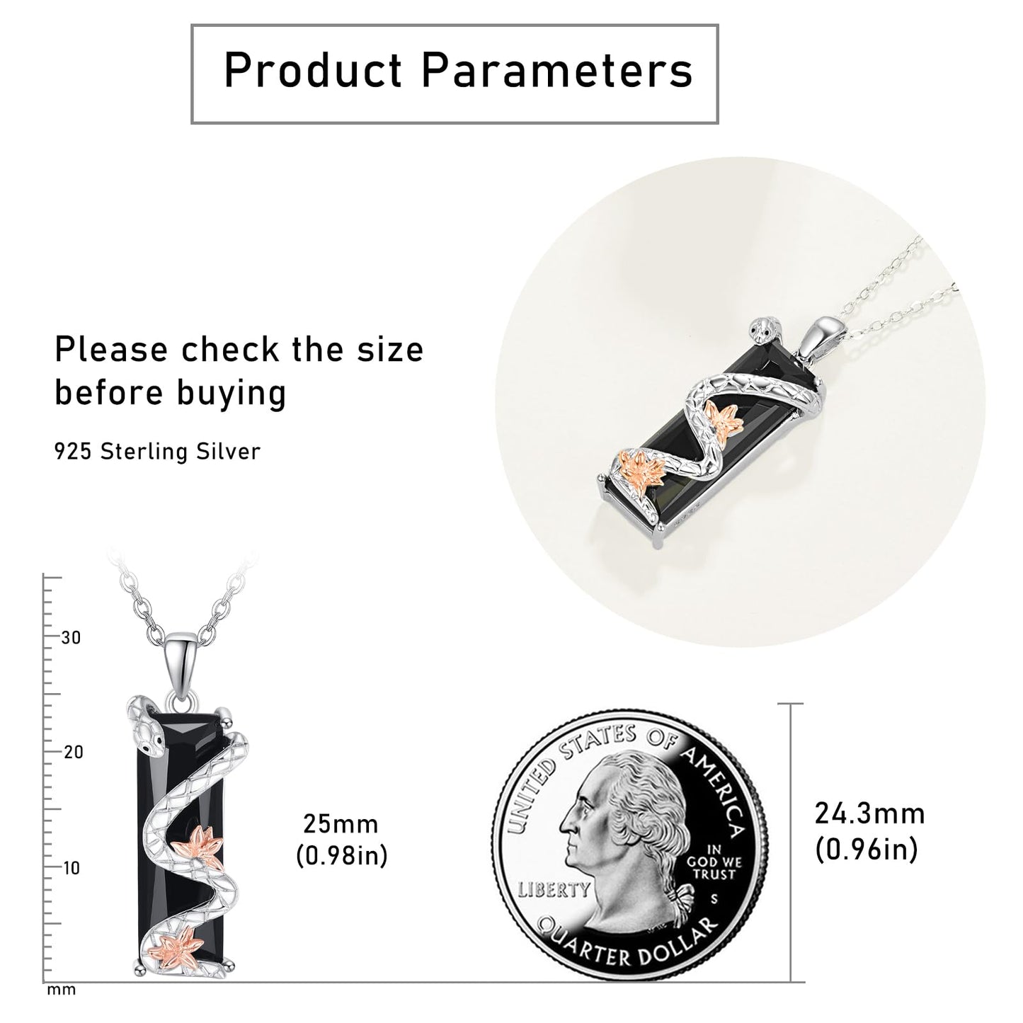 AENEAS Prime 2025 Men's Snake Necklace Sterling Silver Snake Pendant Black Crystal Flower Graduation Jewelry Gifts for Him Men Women