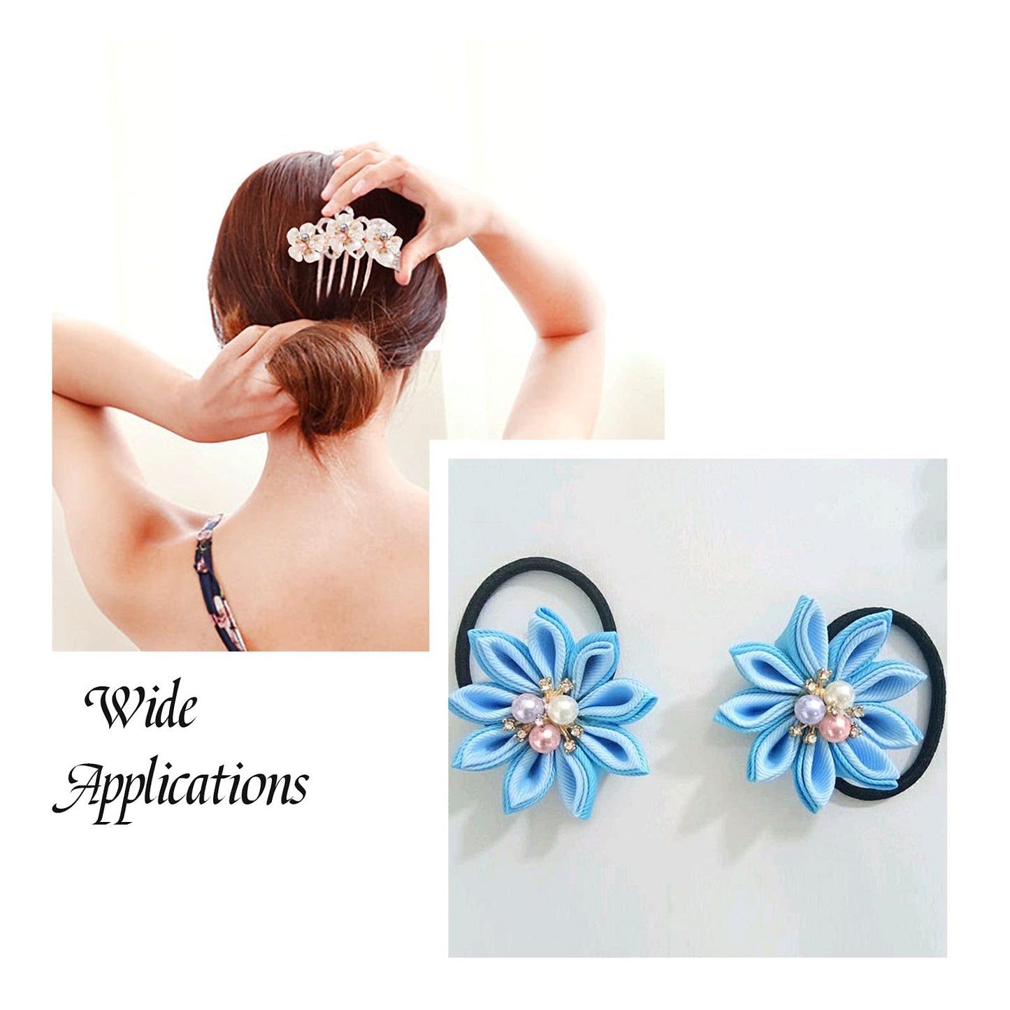 Craftdady 38pcs Rhinestone Pearl Embellishments Mixed Colors Faux Pearl Flower Flatback Cabochon Buttons for Brooches Hairband Jewelry Crafts Making
