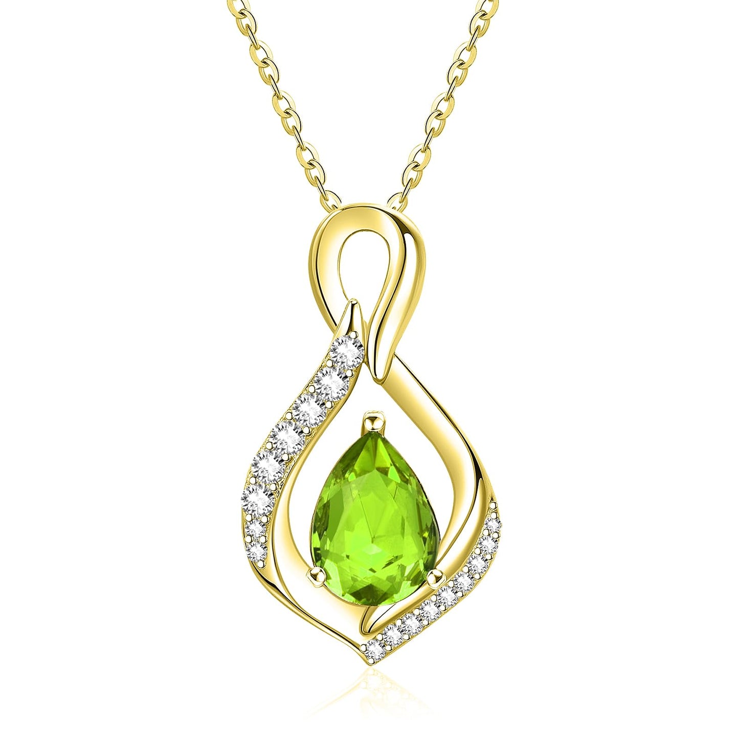 JIYVY32 Peridot Infinity Necklace for Women August Birthstone Necklaces 14k Gold Plating Anniversary Birthday Gifts for Wife Her Mom Girlfriend Birthstone Jewelry Gifts for Women