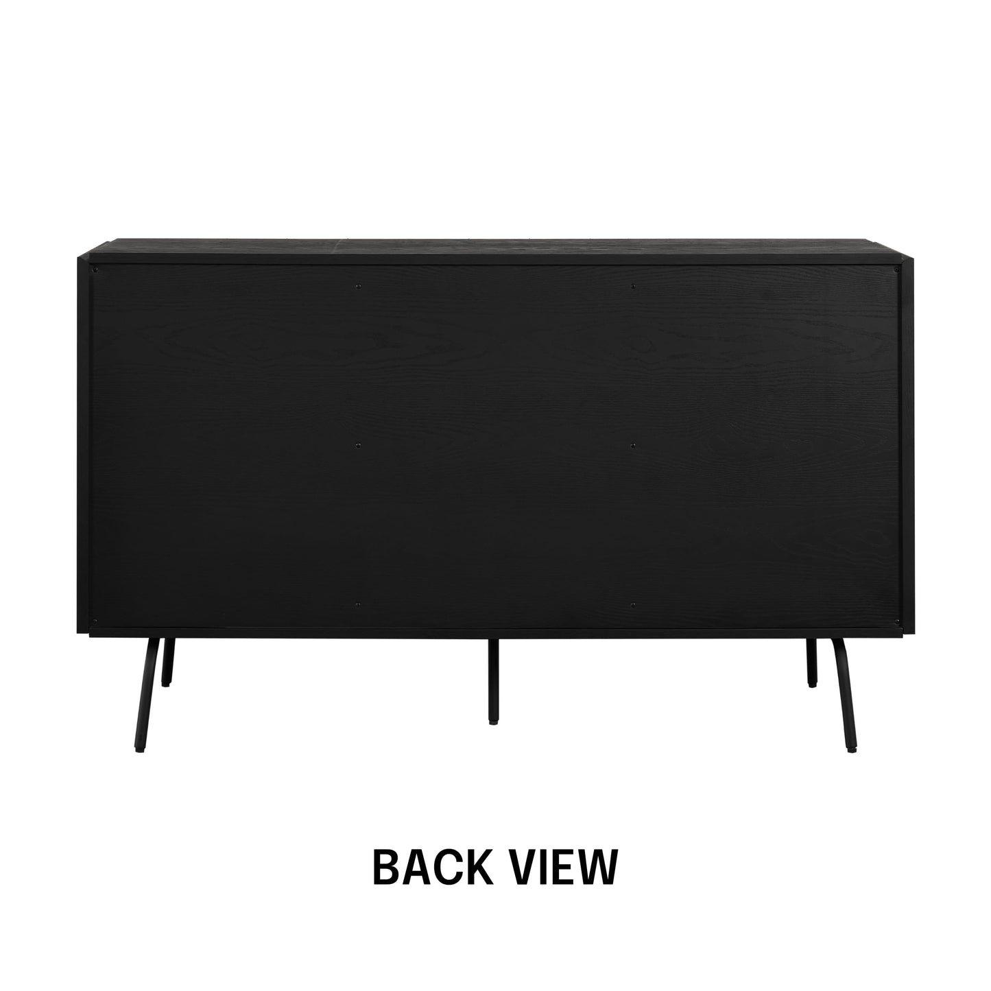 NTC MOSSIC Sideboard with 2 Doors and 3 Drawers, Buffet Cabinet with Natural Rattan and Metal Legs, Modern Storage Cabinet for Living Room, and Hallway, Effortless Assembly - Burnt Black