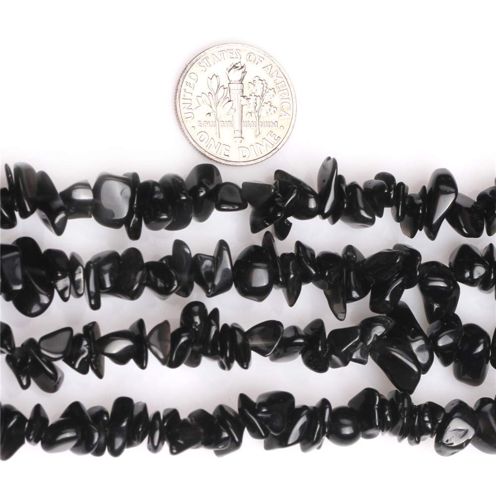 HAAMIIQII 5-8mm Natural Black Agate Chips Beads Irregular Chip Stone Loose Gemstone Beads for Jewelry Making Strand 30 Inch