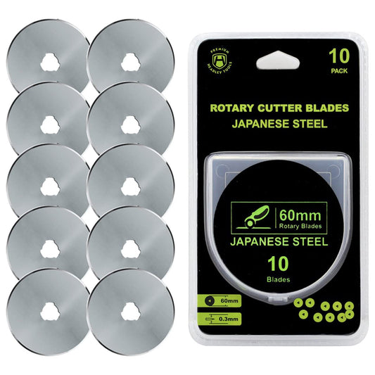 HEADLEY TOOLS 60mm Rotary Cutter Blades 10 Pack Fits Olfa, Fiskars, Replacement Rotary Blade for Arts Crafts Quilting Scrapbooking Sewing, Sharp and Durable