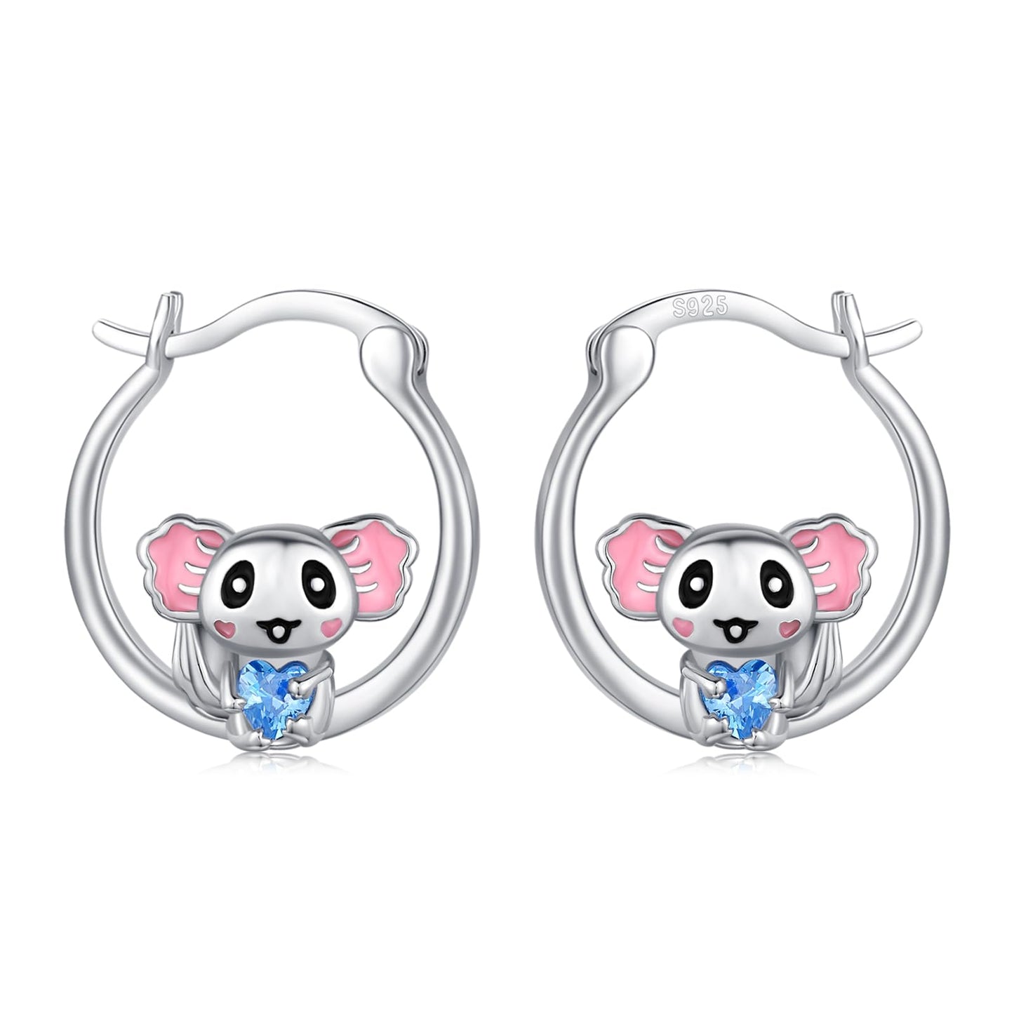 Axolotl Earrings 925 Sterling Silver Hypoallergenic Cute Sea Creature Hoop Earrings for Sensitive Ears Kawaii Jewelry Gifts for Women