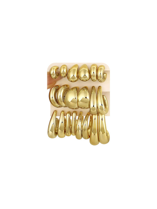 36 Pairs Gold Hoop Earrings Set for Women Multipack, Hypoallergenic Chunky Chain Twisted Hoop Earrings Pack, Fashion Dangle Earrings Jewelry for Gift (B-10Pairs Gold)