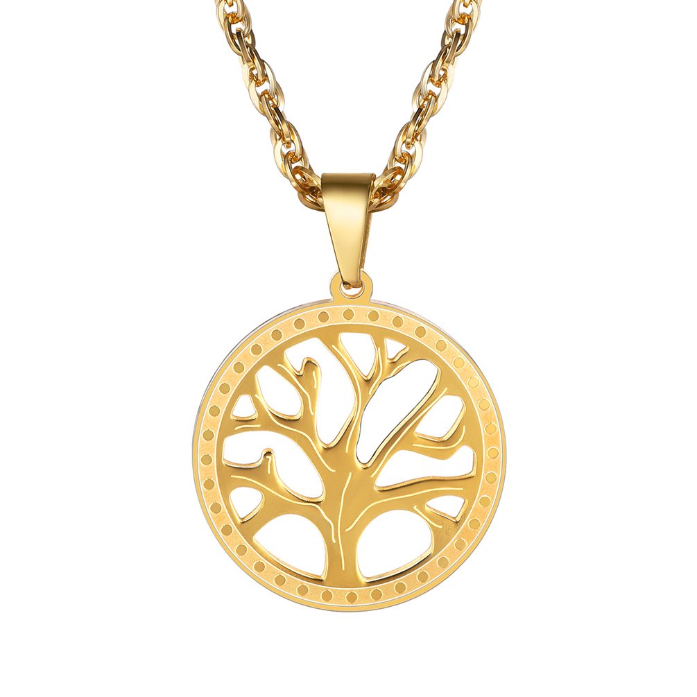 PROSTEEL 18K Gold Plated Necklaces Pendants Nature Spiritual Tree of Life Necklace Family Tree Necklace Women Jewelry
