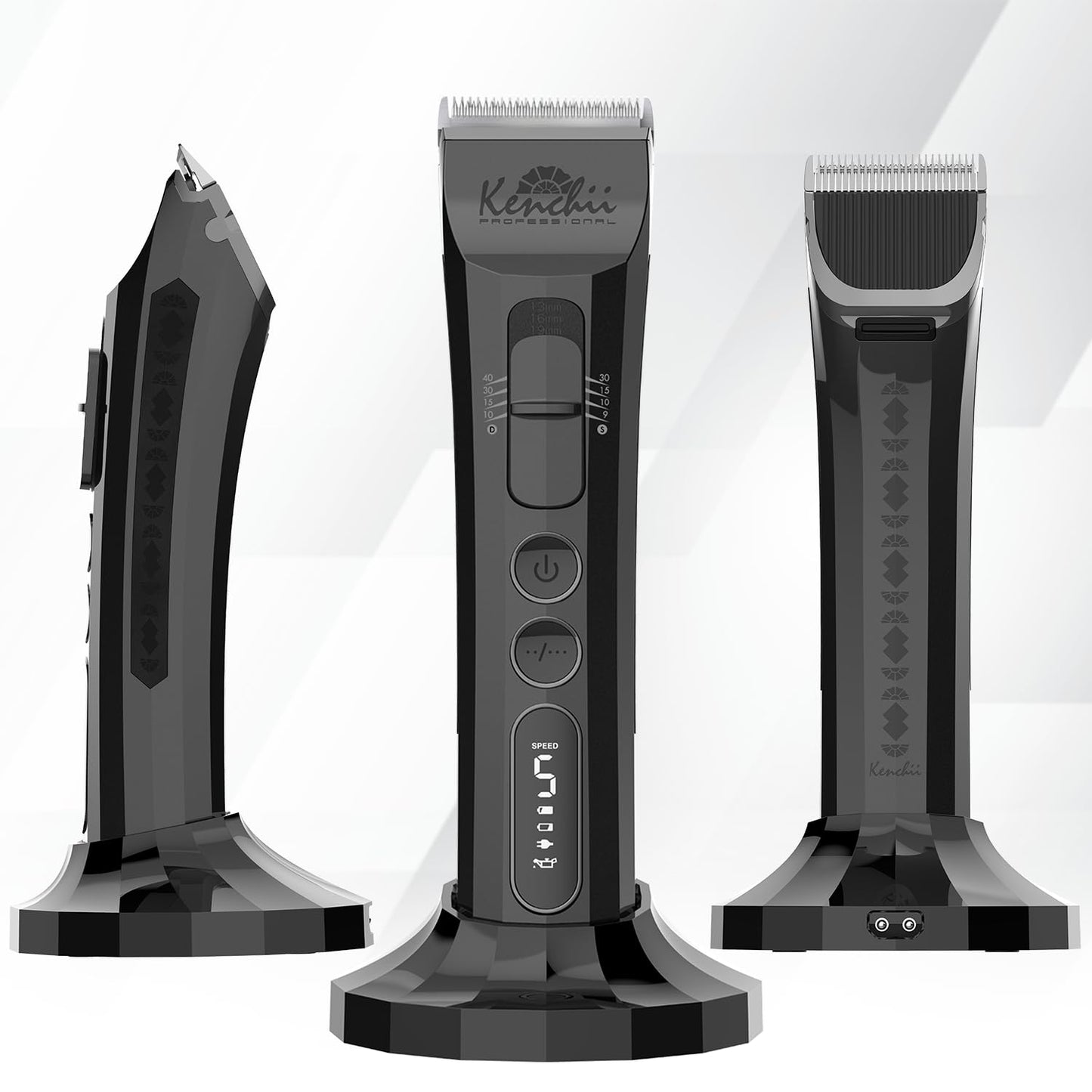 Kenchii Flash Dog Clippers for Grooming 4-in-1 Digital Cordless Cat & Dog Grooming Clipper for Pet Care, Precision Pet Grooming Trim, Shape, and Style Effortlessly, Black