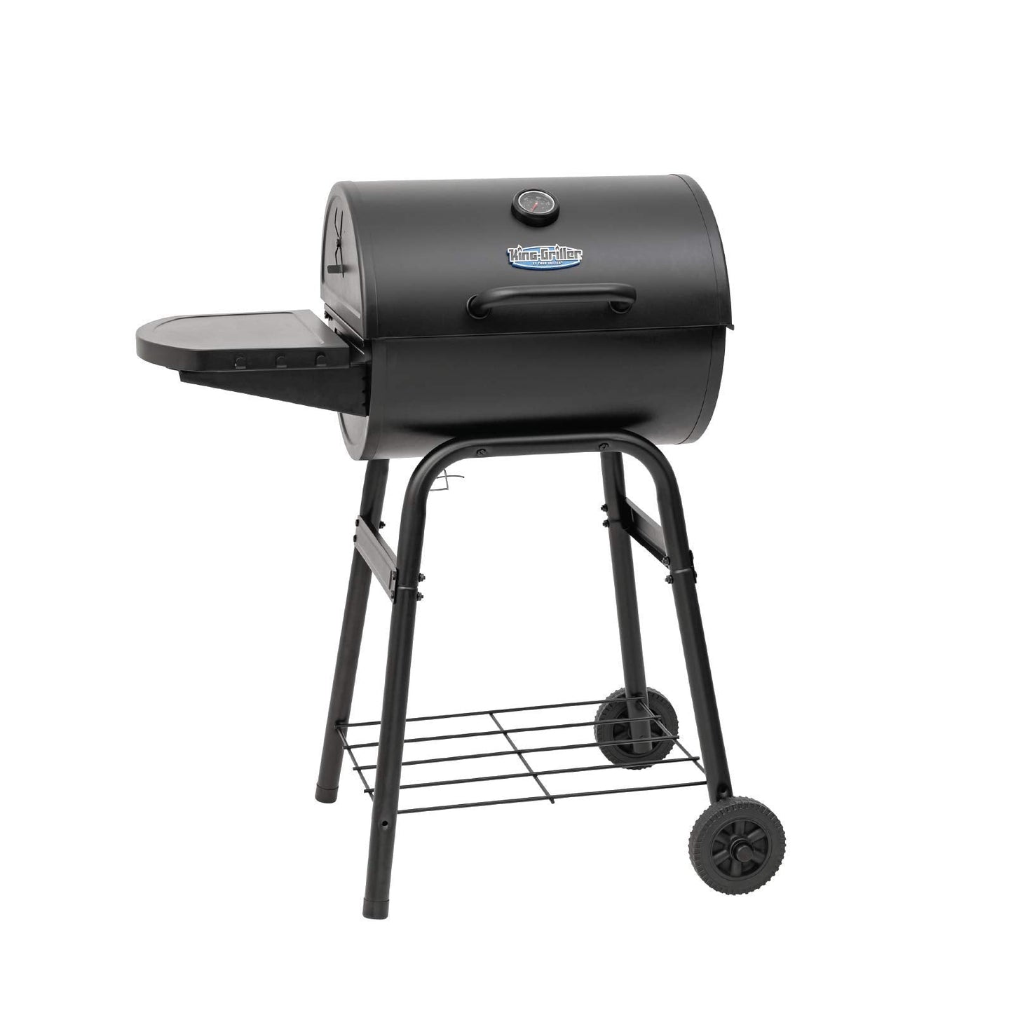 Char-Griller® King-Griller Gambler Charcoal Grill and Smoker with Damper Smoke Control, Cast Iron Grates, and Side Shelf, 315 Cooking Square Inches in Black, Model E1416
