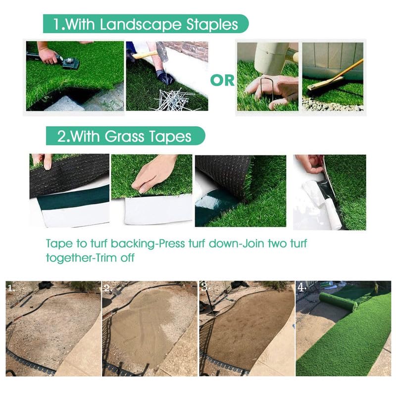Shuonuo Deluxe Artificial Grass Turf, 1.50" Pile Height Thick Realistic Synthetic Grass Faux Astro Turf Fake Grass, 4FTX10FT,Indoor Outdoor Astro Rug Carpet for Garden Balcony with Drainage Holes
