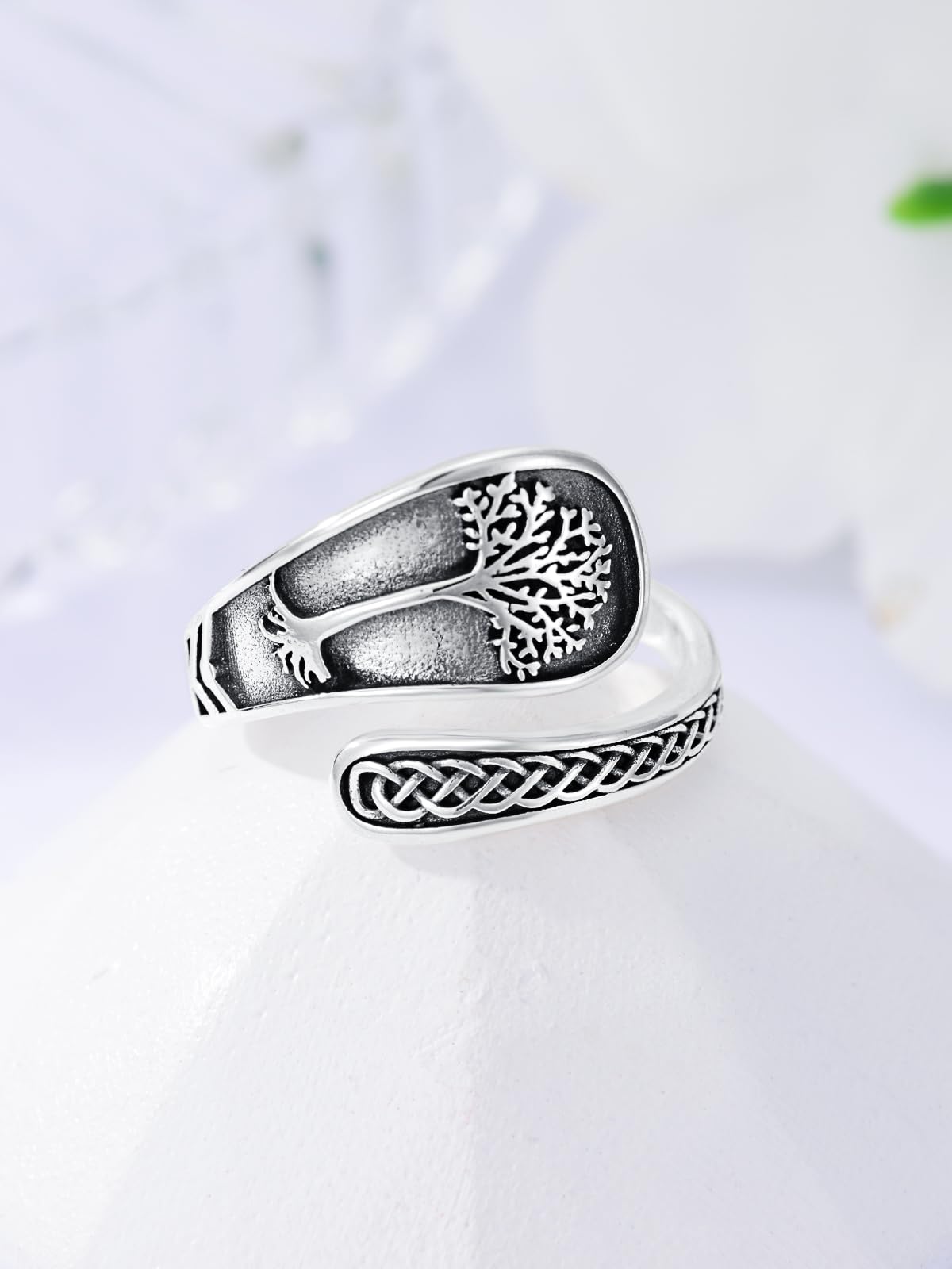 Midari Sterling Silver Celtic Life of Tree Ring Adjustable Thumb Rings Vintage Tree of Life Rings Gifts for Women Men Birthday Christmas