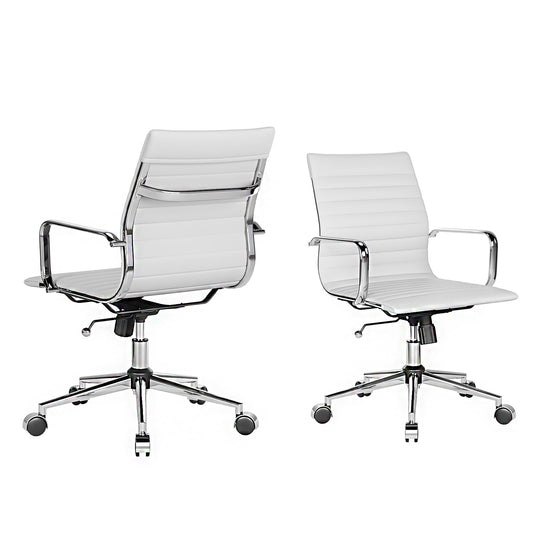 LUXMOD White Office Chair Ergonomic Swivel Desk Chair with Armrests Comfortable Heavy-Duty Chair for Office or Conference Table ，White 22.83in Seat（1pc）
