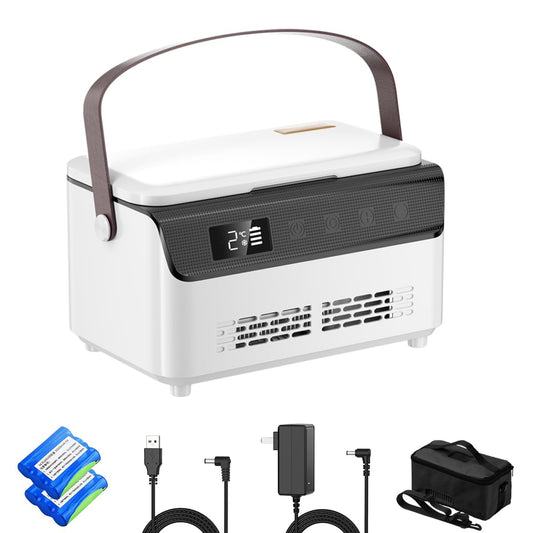 QIRDLP Portable medicine cooler box with LCD touch screen temperature display for home,travel,keep cooling at any time (double layer Celsius temperature)